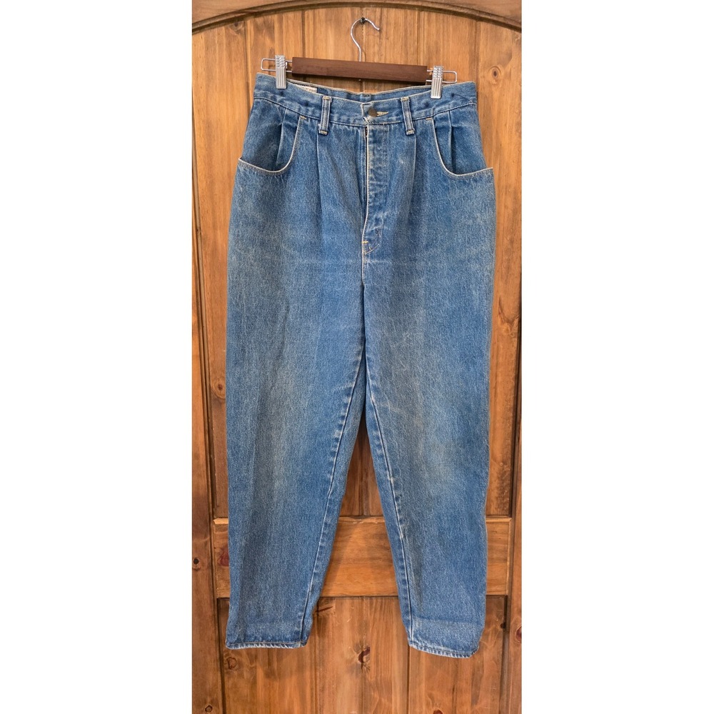 Big A Brand Pleated Denim Jeans Womens 13/14 Blue Excellent Vintage High Waisted